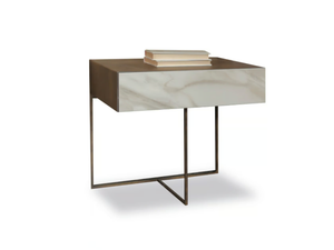 BOGEY - Rectangular metal and ceramic bedside table with drawer _ Ronda Design